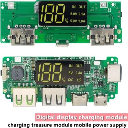 LED Dual USB 5V 2.4A Micro/Type-C USB Mobile Power Bank 18650 Charging Module Lithium Battery Charger Board Circuit Protection