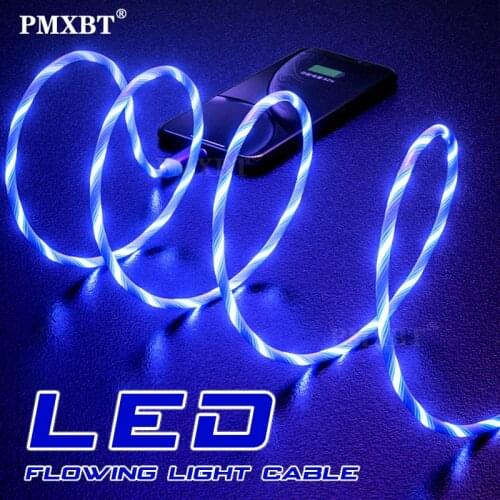 Lighting Glowing USB Cable For Xiaomi MI9 Samsung Galaxy A50 A70 Phone 1M Fast Charging Sync Data Line Glow LED Bright USB Cable