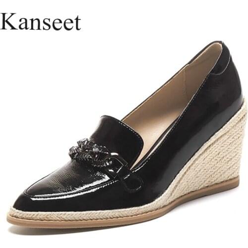 Kanseet Women Pumps Wedges White Shoe New Women Shoes Spring Autumn Platform Casual Leather High Heel