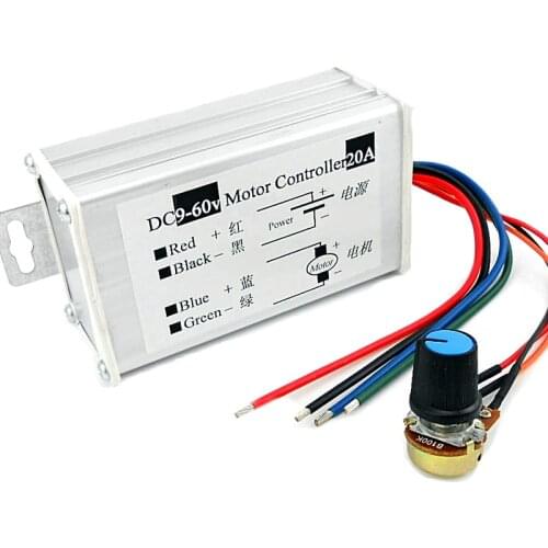 PWM DC motor stepless speed controller 12V 24V 60V MAX 20A Pulse WidthModulator motor Speed regulating switch