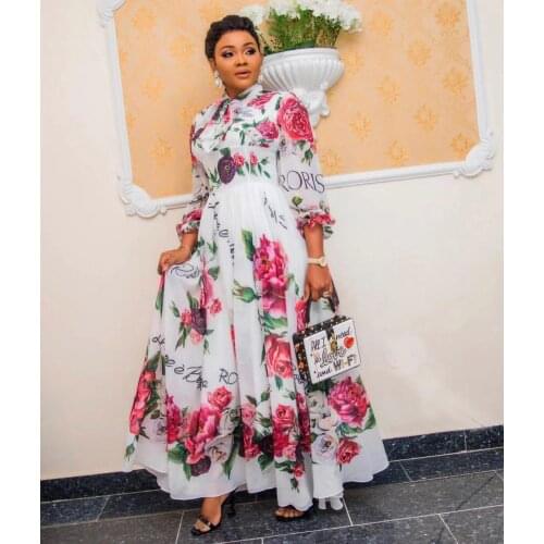 2021 Hot Sell African Dresses For Women Retro Ethnic Chiffon Printed Swing Nigerian Clothes