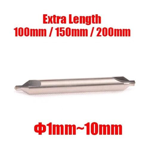 2mm 2.5mm 3mm 4mm 5mm 6mm A Type 150mm 200mm High Speed Steel HSS 60 Degree Spotting Combined Countersink Lathe Center Drill Bit