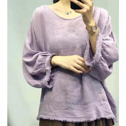 YourSeason Summer Solid Color Female Tassel Casual Linen Women Tops 2020 O-neck Batwing Loose Ladies T-Shirts 2 Colors