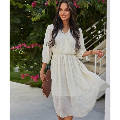 Maxi Bohemia Summer V-Neck Chiffon Solid Dress for Women 2021 Maternity Loose Beach Frilly Vintage Dressse For party