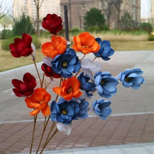 1pc 4 forks magnolia artificial flower diy home wedding hall decoration fake flower plant floral arrangement material