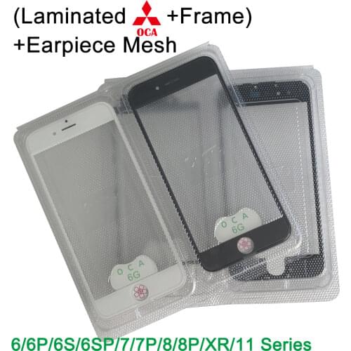 10PCS Cold Press LCD Front Screen Glass With Frame OCA Polarizer For iPhone 8 Plus 7 Plus 6 Plus 6s Plus XR 11