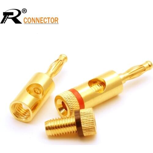 2PCS/1PAIR Copper 4MM Banana Male Plug Gold Plated Soldering Speaker Plug Audio Loudspeaker Amplifier Cable Wire Connector