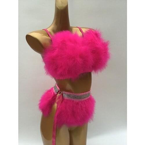 2pcs Showgirl Fluffy costume Outfit Carnival Festival Costume Set #CO2019006