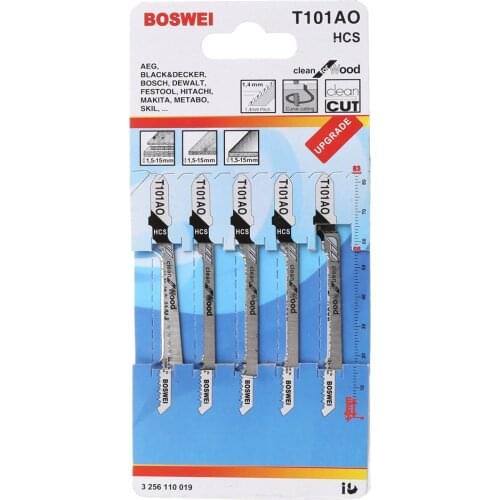 5Pcs T101AO HCS T-Shank Jigsaw Blades Curve Cutting Tool Kits For Wood Plastic