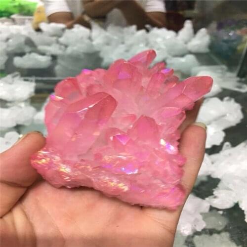 80-120g, new style electroplating stone flowers, pink crystal clusters
