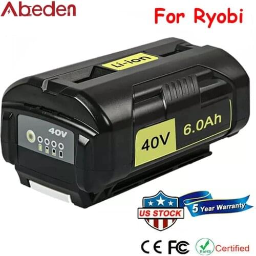 High Capacity For Ryobi OP40261 40V 40Volt 6.0Ah 5.0Ah Lithium Ion Battery OP4050A Collection Cordless Power Tools OP4040 OP4026