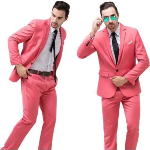 Auriparus flaviceps Hot Pink Man Suits Handsome Wear Wedding Suit Bespoke Men Formal Business 2 pieces Party Suits