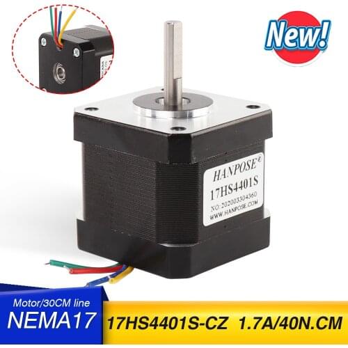 Free shipping 40mm Nema17 Stepper Motor40N.cm 1.7A 17HS4401S-CZ motor 4-lead Special for rear outlet of stepping motor with ma