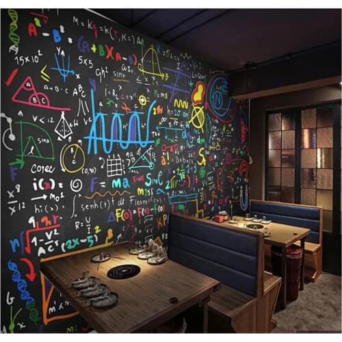 Xuesu Color chalk math formula blackboard living room bedroom background wall custom 8D wallpaper 3D photo wall