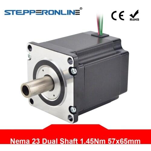 Dual Shaft Nema 23 Stepper Motor Hollow Shaft Bipolar 1.45 Nm 2.0A 57x57x65mm Stepping Motor 12mm Shaft for CNC Milling Engravin