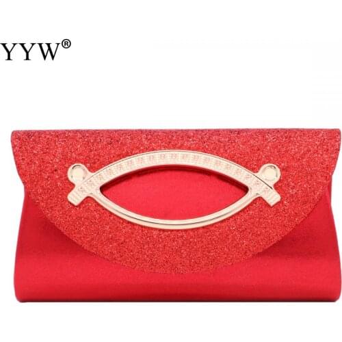 Elegant Women Evening Clutch Bag Diamond Sequin Clutch Female Wedding Purse Party Banquet Red Gold Silver Clutches