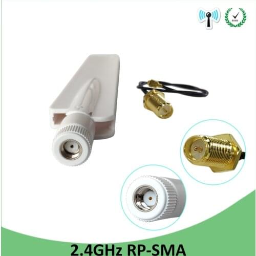 2.4Ghz antenna Wifi 8dbi RP-SMA connector white 2.4G antena Router Antenna 2.4 ghz + 21cm RP-SMA Male Pigtail Cable