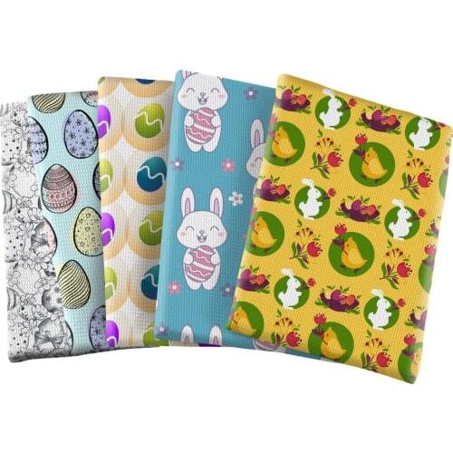 Easter Egg Rabbit Polyester Cotton Bullet Fabric Sewing Quilting Fabrics Needlework Material DIY Handmade Cloth 50*145cm