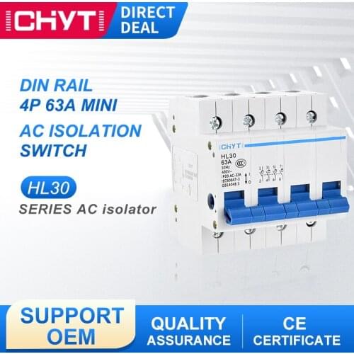 HL30 Low Voltage 400V 4P 63A 3 Phase Isolator Changeover Disconnector AC 50Hz Mini Isolating Switch