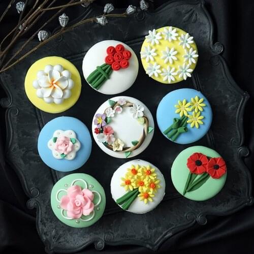 Simulation fondant cake Cup cake model Beautiful little cake Flower forest element photography props