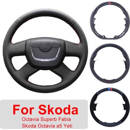 Customized Car Steering Wheel Cover For Skoda Octavia Superb 2012 Fabia Skoda Octavia a5 2012 2013 Yeti Leather Protective Wrap