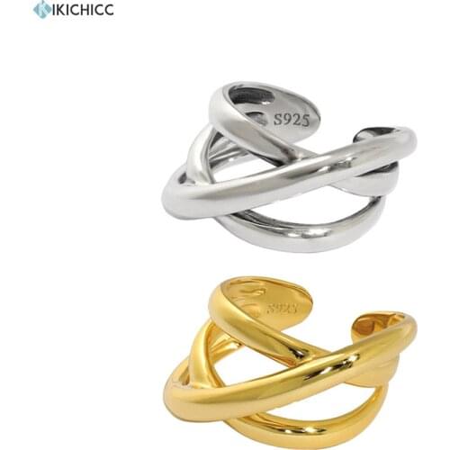 KIKICHICC 925 Sterling Silver Open Cross Three Line Resizable Rings Women Rock Punk Gift Luxury Wedding Special New Jewelry