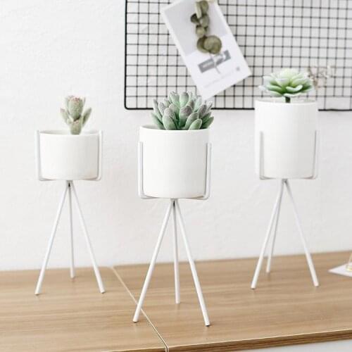 1Set/2pcs Nordic Style Classic white Ceramic Iron Art Vase Minimalist Plant vase For Home OfficeRoom Coffeehouse Decor G003