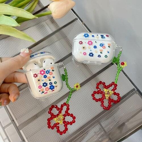 Korean Little Flower Headset Cover For Airpods 1 2 Case Pro 3 TPU Transparent Headphone Earphone Case Clear Shell Gifts