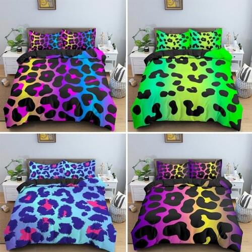 Colorful Psychedelic Leopard Bedding Set King Queen Duvet Cover Pillowcase 2/3pcs For Adult Bedclothes