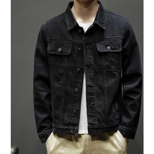 Autumn Winter Denim Jacket Men Korean Casual Wear Fashion Mens Slim Black Oversized Jacket Xxl Xxxl Boys Coat Cotton Streetwear