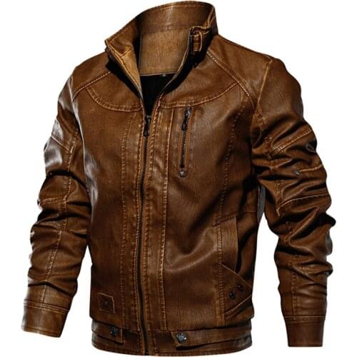 2019 PU Leather Jacket Men Casual Stand Collar Coats Euro Size S-XXL Bike Pilot Motorcycle Faux Leather Jacket Jaqueta De Couro