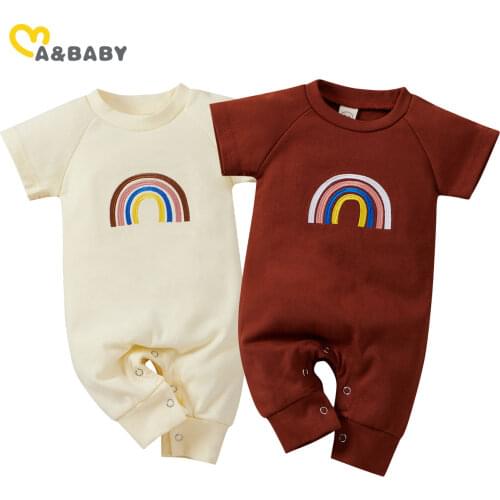 Ma&Baby 0-18M Summer Newborn Infant Baby Girl Boy Jumpsuit Rainbow Print Short Sleeve Romper Clothing Outfits