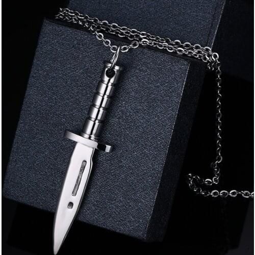 Fashion Mens Women Mini Cute Knife Pendant 316L Stainless Steel Mens Gift Polishing Cool Fashion Pendant