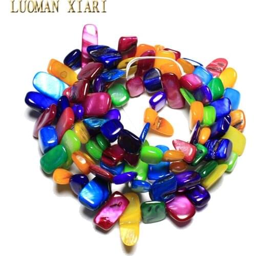 Wholesale 9-16mm Irregular Dyed Deep Colors Natural Shell Side Hole Beads For Jewelry Making Strand 34 '' DIY Necklace Bracelet