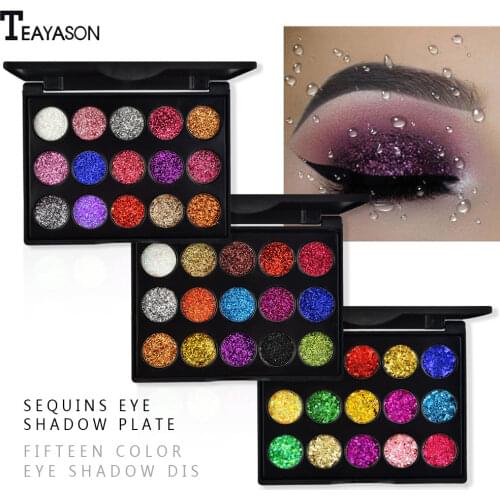 15 Colors Eye Shadow Palette Diamond Sequins Eyeshadow Palette Glitter Powder High-gloss Eye Shadow Stage Makeup Palette TSLM1