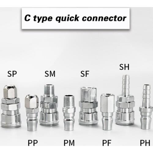 2PC Pneumatic fitting C type Self-locking quick connector high pressure coupling air compressor SP SF SH SM PP PF PH PM 20 30 40