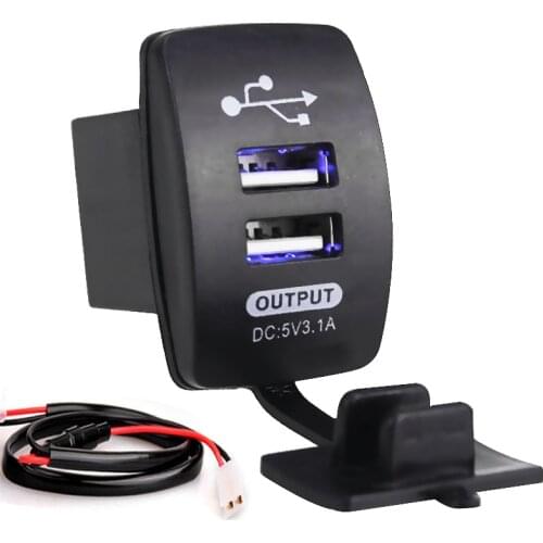 5V 3.1A Dual USB Cigarette Lighter Outlet Car Motorcycle Cigarette Lighter Charger Cars Motorcycle ATV Boat 12-24V Universal