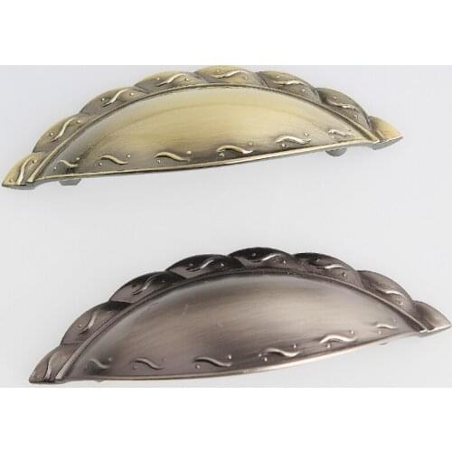 64mm retro style shell cup drawer cabinet pull knob 2.5" brushed antique silver antique brass kitchen cabinet cupboard handle