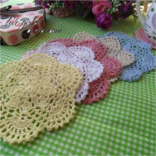 DIY Handmade Crochet Placemat Retro Hotel Dinner Decor Coaster Flower Clothes Accessory 14CM Table Lace Doily Cup Pad 30pcs/lot