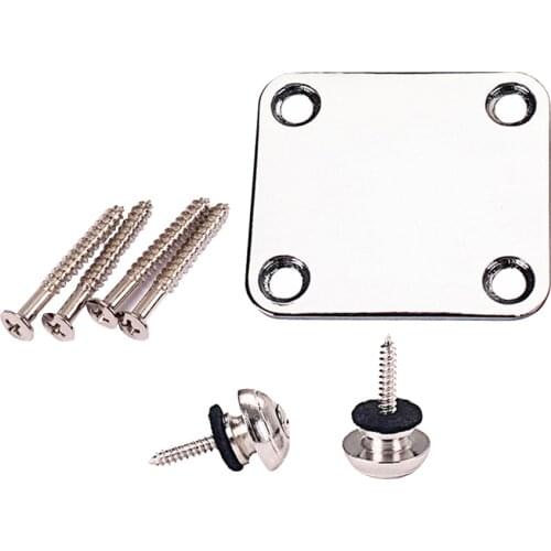 Guitar Neck Plate Neckplate + 2pcs Safety Strap Locks For Cigar Box Guitar