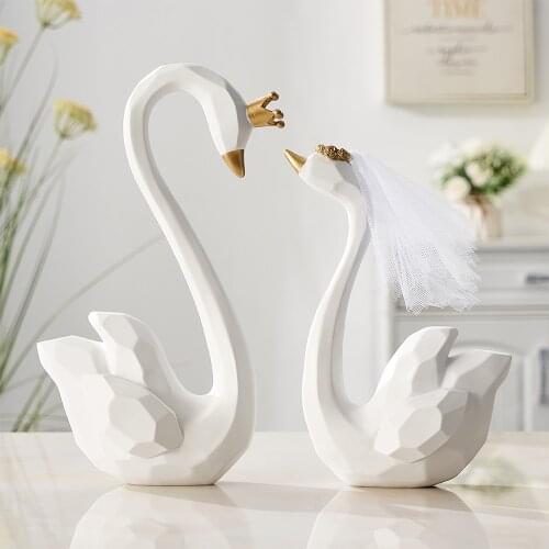Resin Swan Model Statues Modern Home Garden Decor Accessories Living Room Love Decoration Wedding And Valentines Day Gifts