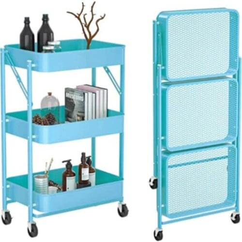 Kitchen Cart Mall Trolley Shelving Floor Multilayer Collapsible Mobile Storage Shelf Tea Trolley Grocery Cart Narrow Storage