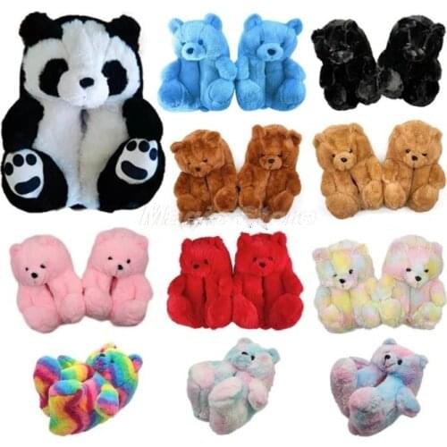 Teddy Bear Slippers Winter Shoes Women Slippers Unisex Brown Fashion Plush Female Indoors Slippers Home Warm Slippers Ladies