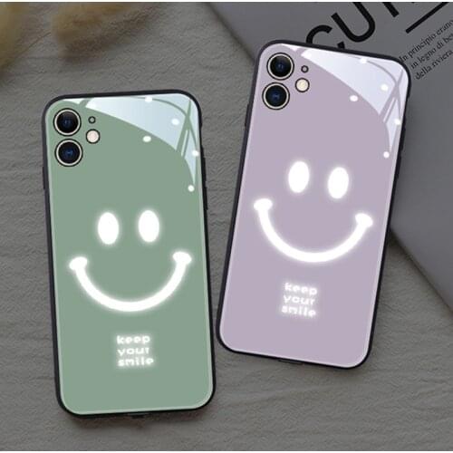 Smiley Smart LED Illuminated Phone Case for IPhone XS Max XR 11 Pro Max Tempered Glass Smile Suitable for IPhone 6s 7Plus 8Plus