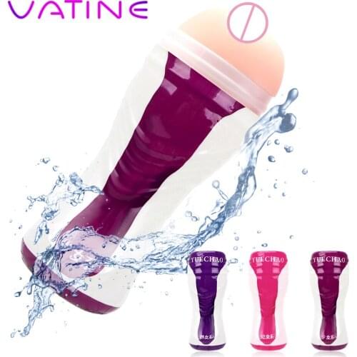 VATINE Soft Silicone Adult Products Reusable Sex Cup Sex Toys for Men Realistic Pussy Vagina Masturbation Cup Male Masturbator