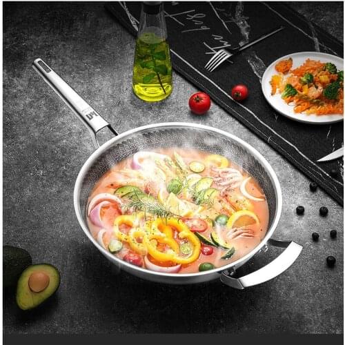 Stainless Steel Wok Household Fashion Full Honeycomb Uncoated No Oil Fume Suspension Non-stick Stove Universal Easy To Clean