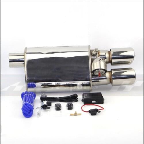 Car Exhaust Pipe Vacuum Pump Variable Valve Mufflers Remote Control Stainless Steel Universal ID 63mm 76mm Flat Form 2 Output