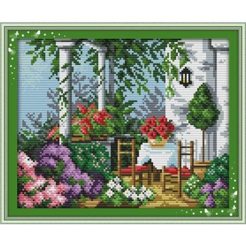 Bright and beautiful spring scenery cross stitch kit 14ct 11ct count printed canvas stitching embroidery DIY handmade needlework