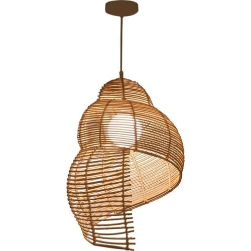 Southeast Asia Creative Pendant Lamp Sea Snail Shape E27 Wicker Lamp Shades LED Lights for Study Parlor Fixtures Restaurant etc