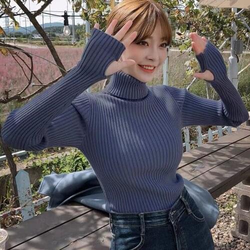 Lazy Wind High Neck Finger Sweater Womens 2021 Autumn Winter Thickened Inner Sleeve Pile Collar Backing Sweater Cardigan Women